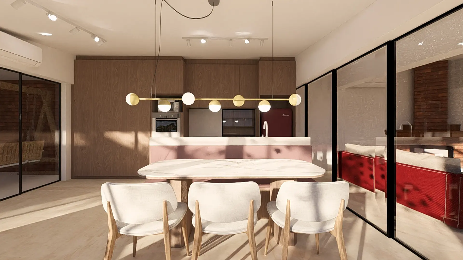 Vista principal del living con diseño moderno